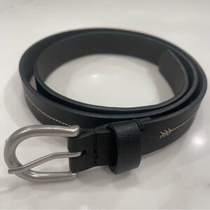 NWOT Target Black Leather Women's Belt with Silver Buckle and Embroidery Design